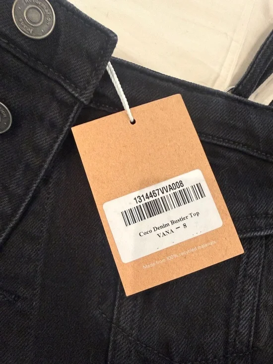 Reformation Black Denim Corset Tank Top - Picture 2 of 3